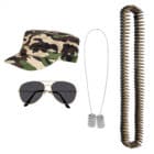 Set Soldaat (pet, partybril, ketting en kogelriem)