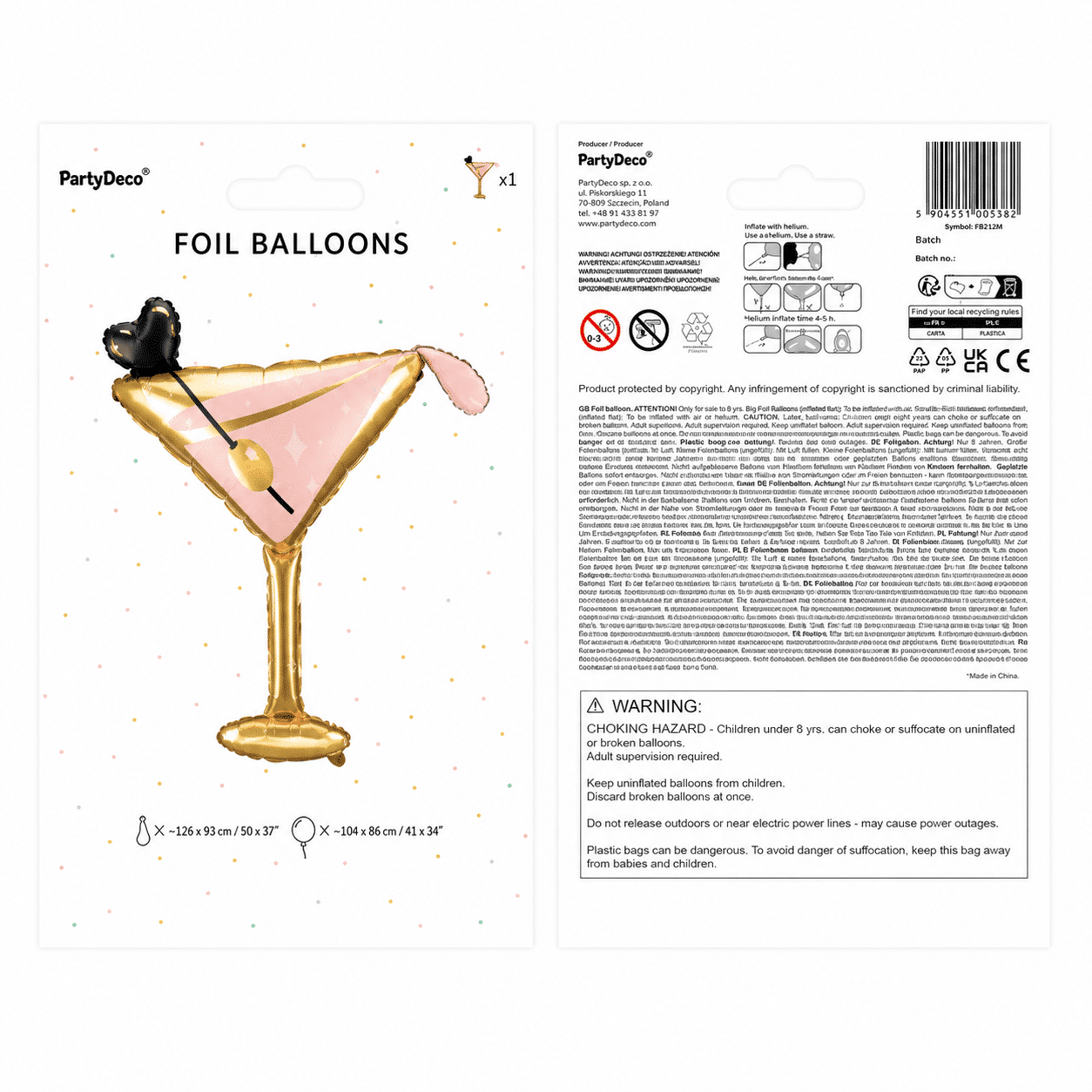 Folieballon cocktailglas 126 x 93 cm - Afbeelding 4