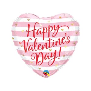 Folieballon Valentine's Pink Strepen 45 cm