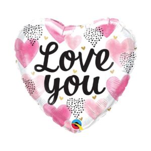 Folieballon Love You Pink Aquarel Goud 45 cm