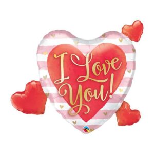 Folieballon I Love You Pink Stripes & Hearts 94 cm