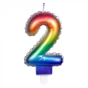 Kaarsje regenboog cijfer 2