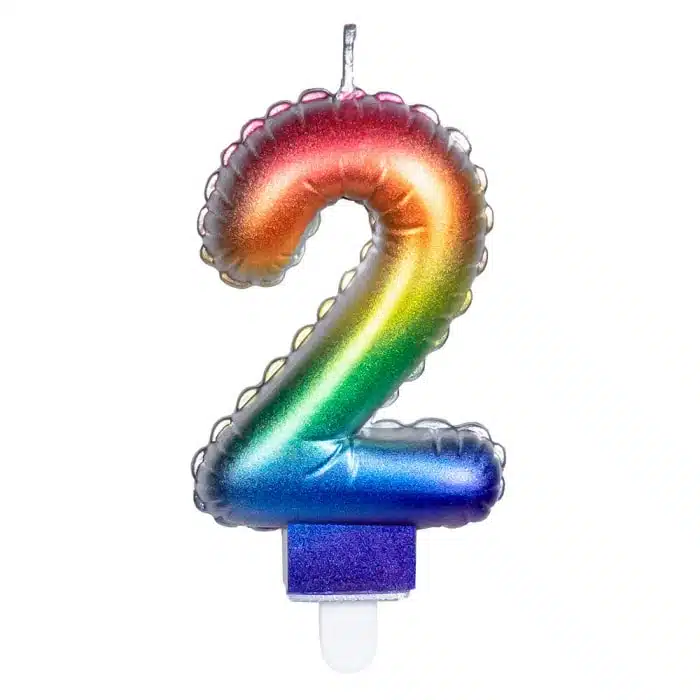 Kaarsje regenboog cijfer 2 Kaarsje regenboog cijfer 2