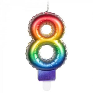 Kaarsje regenboog cijfer 8