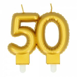 Kaarsje goud cijfer 50