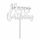 Taarttopper Zilver 'Happy Birthday'