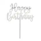 Taarttopper Zilver 'Happy Birthday'