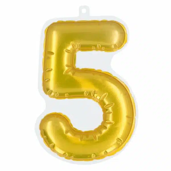 Folieballon nummer sticker Goud nr:5