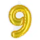 Folieballon nummer sticker Goud nr:9