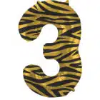 Folieballon Cijfer 3 Tiger Chic - 86 cm