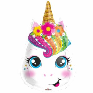 Unicorn Rainbow Colors - Folieballon Unicorn Hoofd - 46 cm