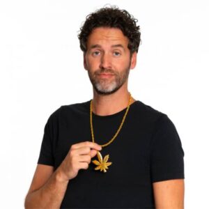 Gouden ketting wietblad
