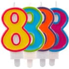 Kaars cijfer 8 in vrolijke kleuren