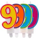 Kaars cijfer 9 in vrolijke kleuren