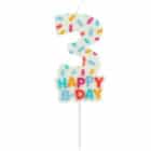 Kaars cozy sprinkles cijfer 3 - 7 cm