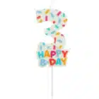 Kaars cozy sprinkles cijfer 3 - 7 cm