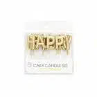 Candle set 'Happy Birthday" goud