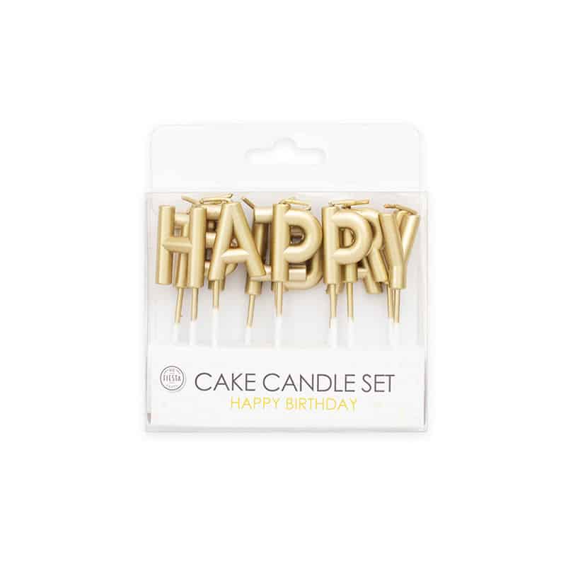 Candle set 'Happy Birthday" goud Candle set 'Happy Birthday" goud