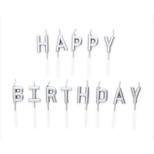 Candle set 'Happy Birthday" Zilver