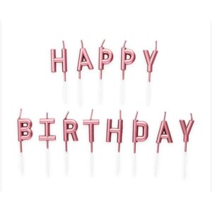 Candle set 'Happy Birthday" Rose gold