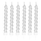 Swirl kaarsjes zilver op houder (6 stuks)
