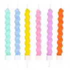 Swirl kaarsjes pastel op houder (6 stuks)