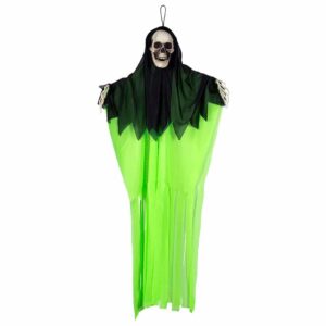 Decoratie Schedelspook neon groen (90 cm)