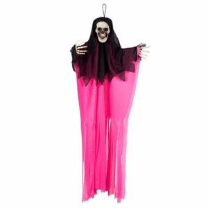 Decoratie Schedelspook neon roze (90 cm)