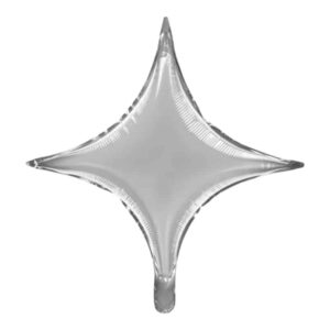 Folieballon Ster 4 punten - zilver - 42 cm