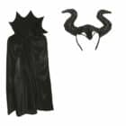 She-Devil set Zwart: tiara en mantel