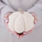 Kleine beige pompoen decoratie 12 cm x 14 cm