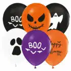 Ballonnen Halloween wit/zwart/oranje/paars met print (8 stuks)