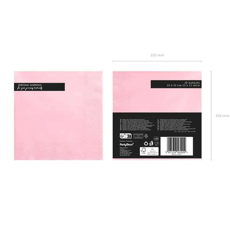 Servetten licht roze (20 stuks)