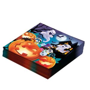 Servetten spook/pompoen Halloween 33 x 33 cm (12 stuks)