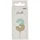 Kaars Retro Cijfer 3 Lichtblauw