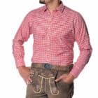 Trachtenshirt Leopold Rood lange mouw (katoen/viscose)