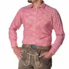 Trachtenshirt Leopold Rood lange mouw (katoen/viscose)