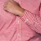 Trachtenshirt Leopold Rood lange mouw (katoen/viscose)