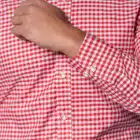 Trachtenshirt Leopold Rood lange mouw (katoen/viscose)