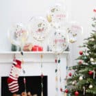 Ballonnen Merry Christmas met kerstlampjes ballonstaarten (5 stuks)