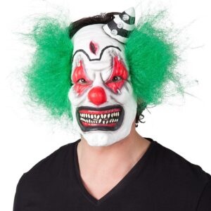 Latex gezichtsmasker Horror clown met haar Latex gezichtsmasker Horror clown met haar