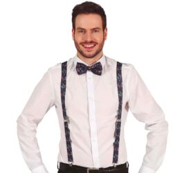 Bretels blauw/ zwart kerstlampjes