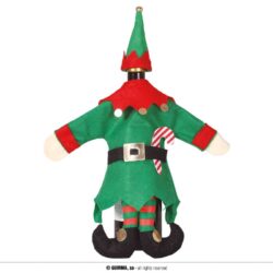 Kerstkleding kerstelf voor wijnfles 40 cm