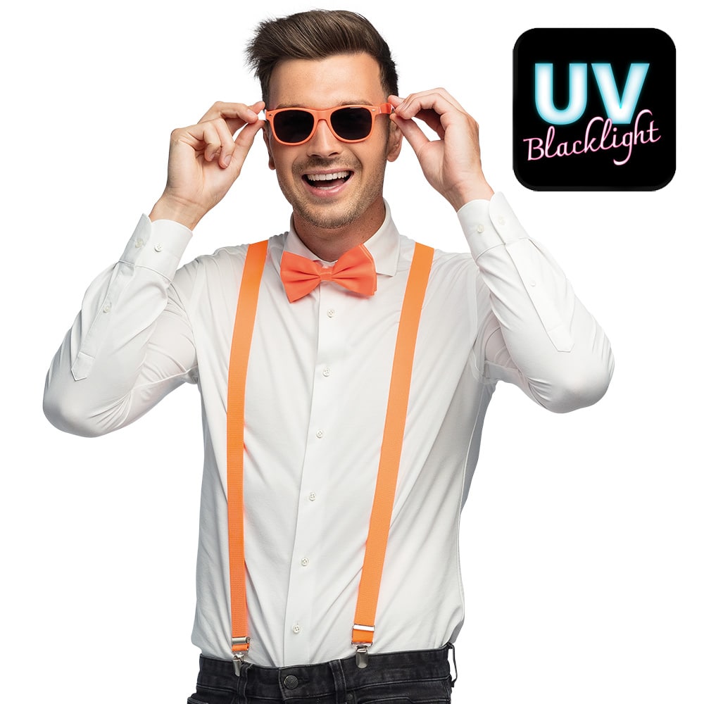 Accessoireset neon oranje - UV blacklight - Afbeelding 3
