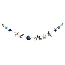 Kartonnen letterslinger 'Eid Mubarak' (250 cm)
