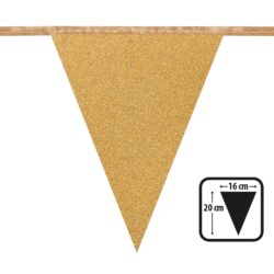 Kartonnen glittervlaggenlijn Eid Mubarak goud - 4 m (20 x 16 cm)