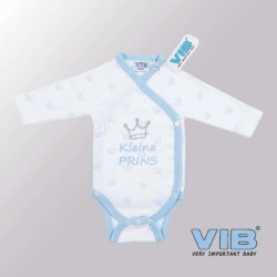 Rompertje (overslag) Luxe Katoen - Kleine Prins Kroontjes (Wit-Blauw)