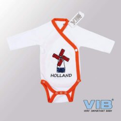 Rompertje (overslag) Luxe Katoen - HOLLAND Met Molen (Wit-Oranje)