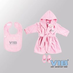 Giftset Luxe Katoen - VIB slabbetje, badjas en slippers (Roze) Giftset Luxe Katoen - VIB slabbetje, badjas en slippers (Roze)