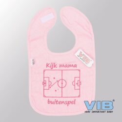 Slabbetje Luxe velours - Kijk mama buitenspel (Voetbalveldje) (Roze)